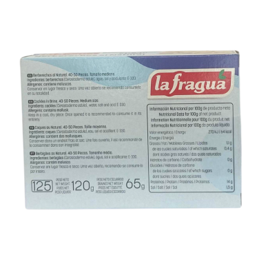 Berberechos al natural tamaño mediano 40/50 piezas